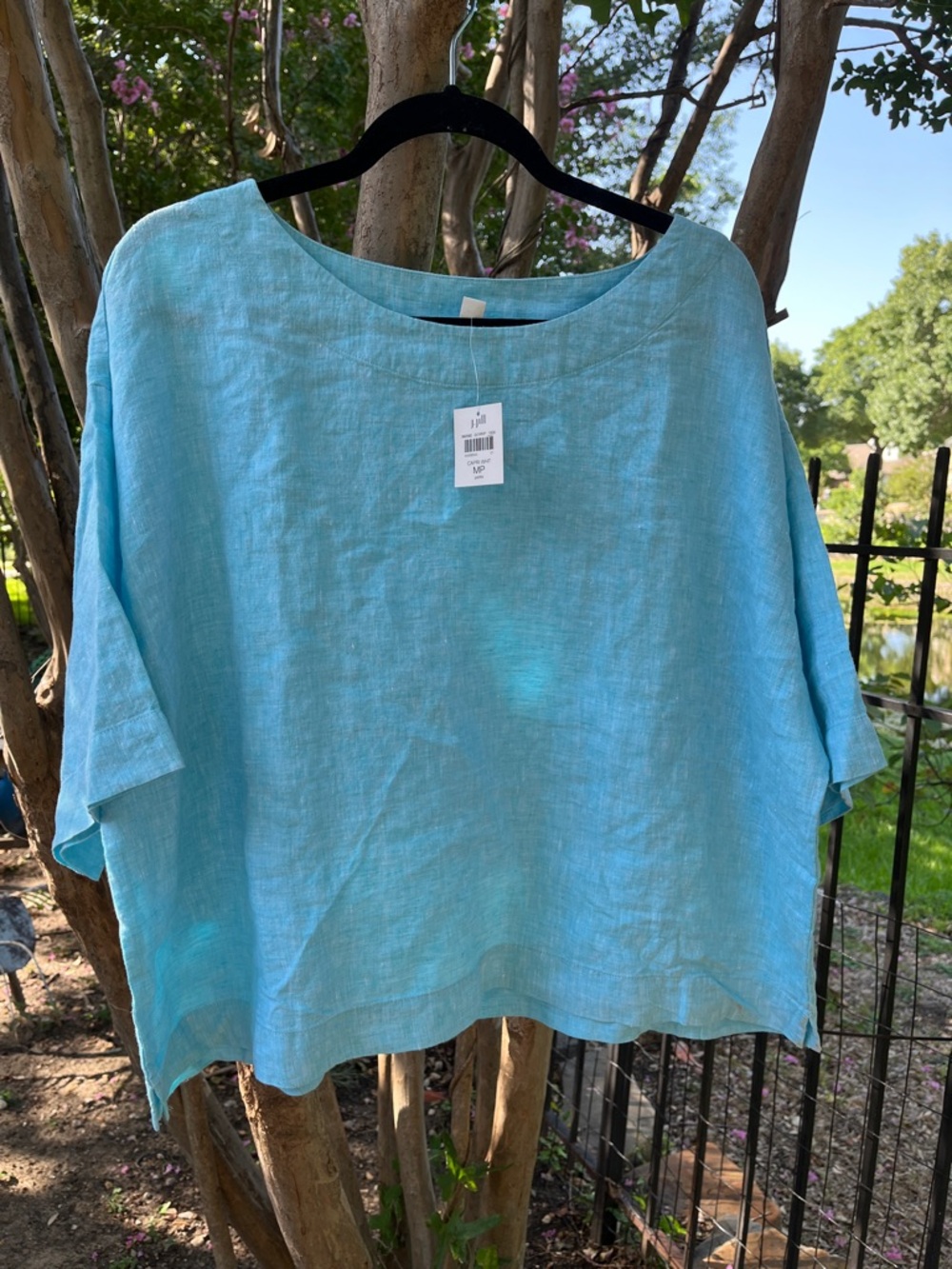 J.Jill Women's Linen relaxed Boatneck Top, dolman sleeves, boat neck